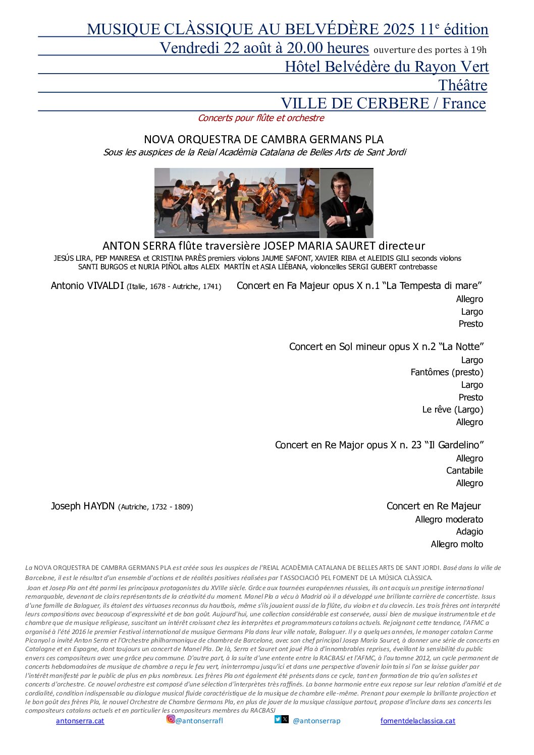 SERRA SAURET NOCGP flûte et orchestre THÉÂTRE DU BELVÉDÈRE jeudi 22 août 2025 à 20h SOLISTES-NOVA-ORQUETRA-DE-CAMBRA-GERMANS-PLA
