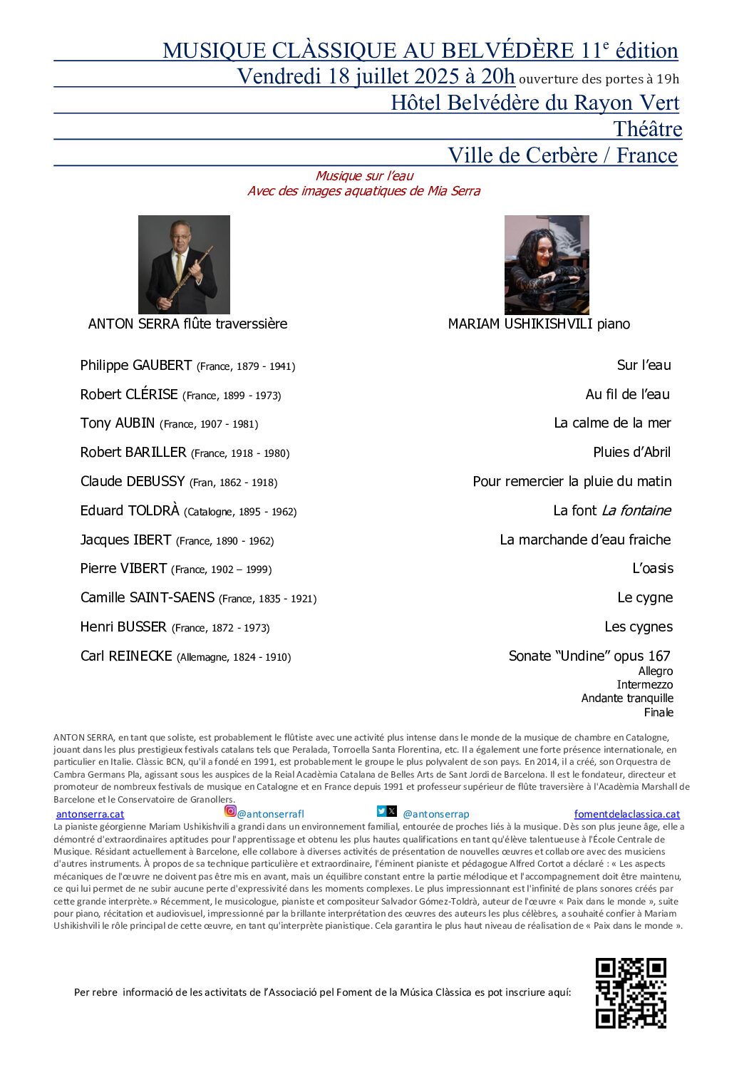 SERRA USHIKISHVILI flûte traversière et piano THÉÂTRE DU BELVÉDÈRE vendredi 18 juillet 2025 a 20h SOLISTES-NOVA-ORQUETRA-DE-CAMBRA-GERMANS-PLA
